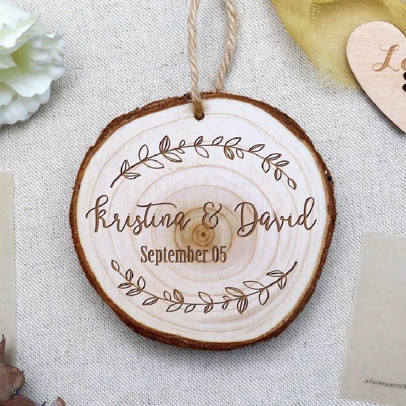Custom Engraved Wooden Circle Tag Decor